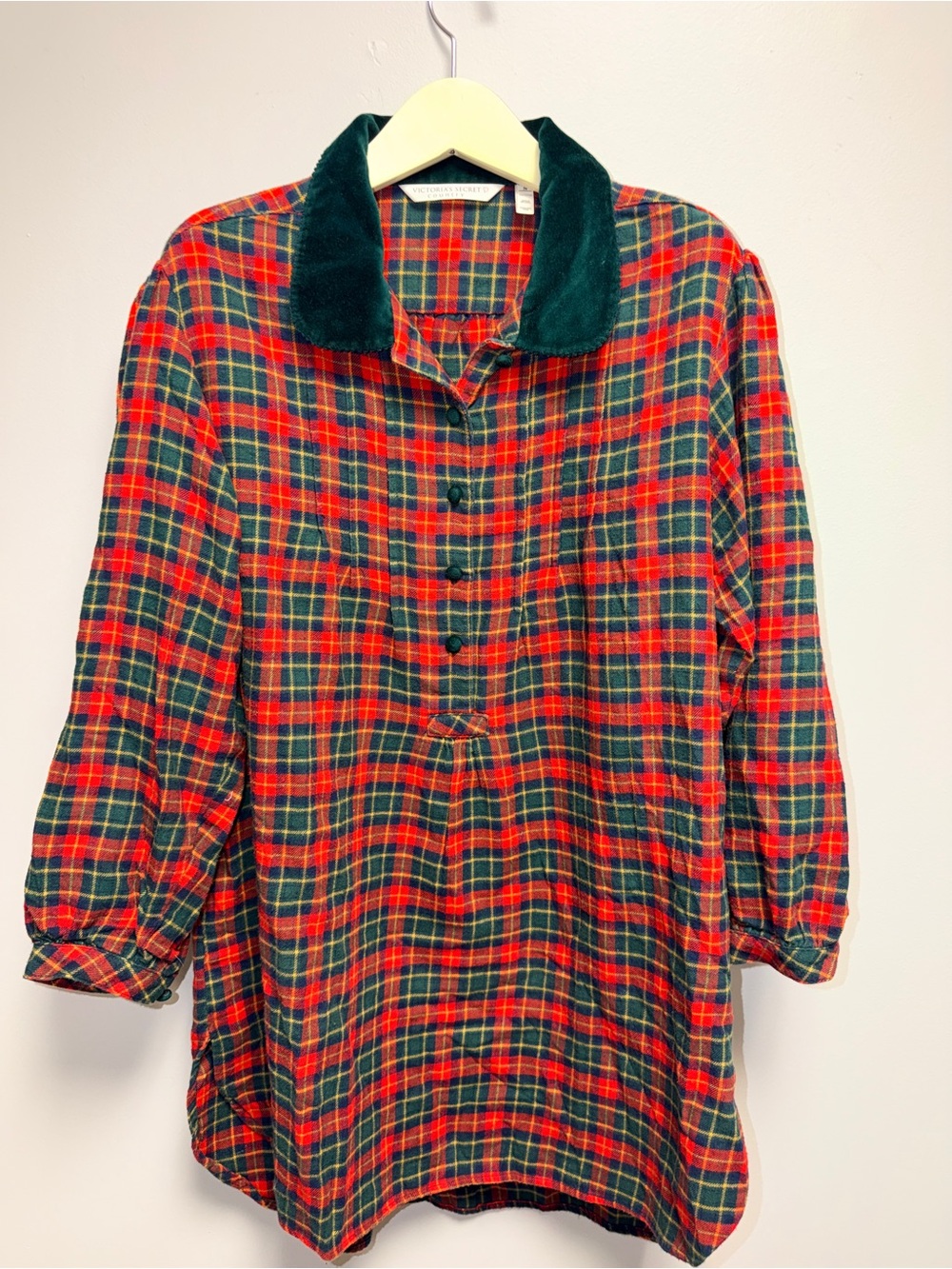 1990s Vintage Victoria’s Secret Country Plaid Flannel Tunic Dress Small